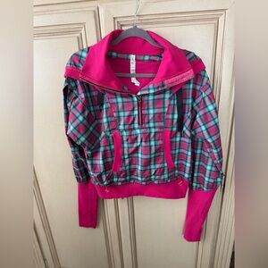 Lululemon Athletica Pink and Green Plaid Pullover